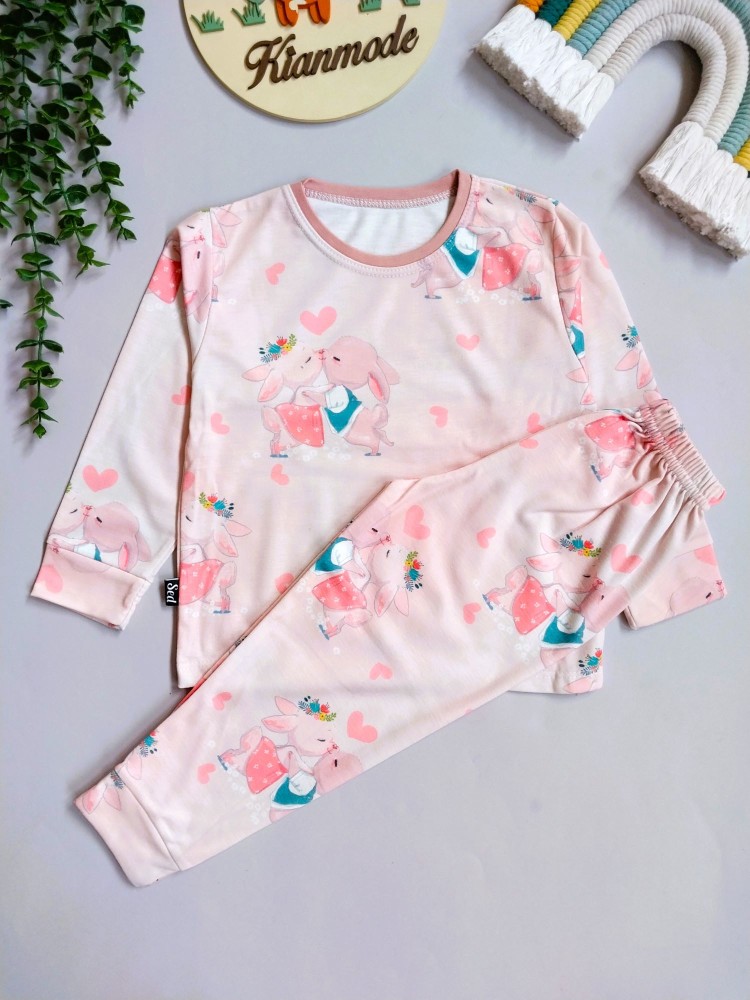 ست بلوز شلوار راحتی بچگانه طرح خرگوش مناسب یک تا شش سال