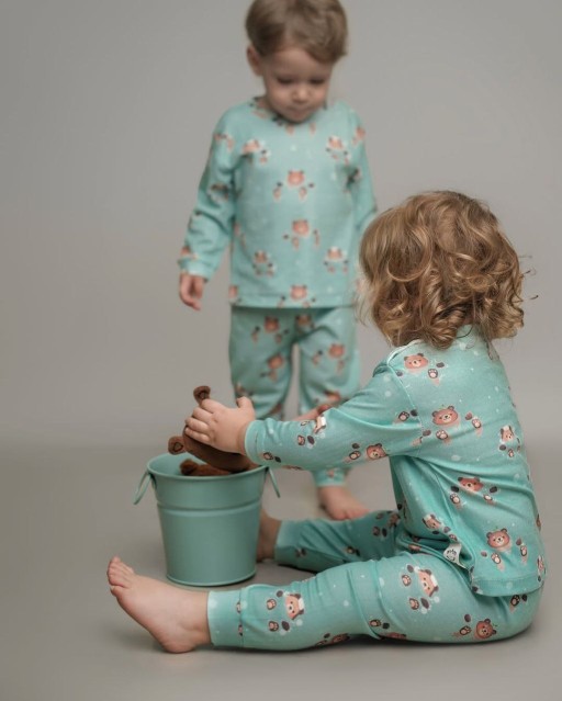 ست بلوز شلوار راحتی نوزادی طرح تدی مناسب شش ماه تا دو سال