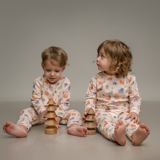 ست بلوز شلوار راحتی نوزادی طرح حیوانات مناسب شش ماه تا دو سال