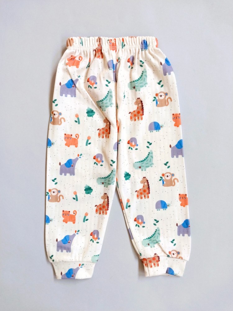 ست بلوز شلوار راحتی نوزادی طرح حیوانات مناسب شش ماه تا دو سال